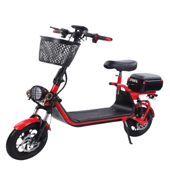 صورة سكوتر كهربائي أبو سلة الملون 2025 مع مقعد وسلة أمامية